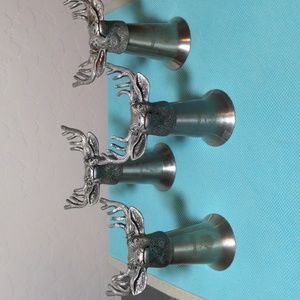 Deer Buck Lot of 4 Metal Shot Glasses